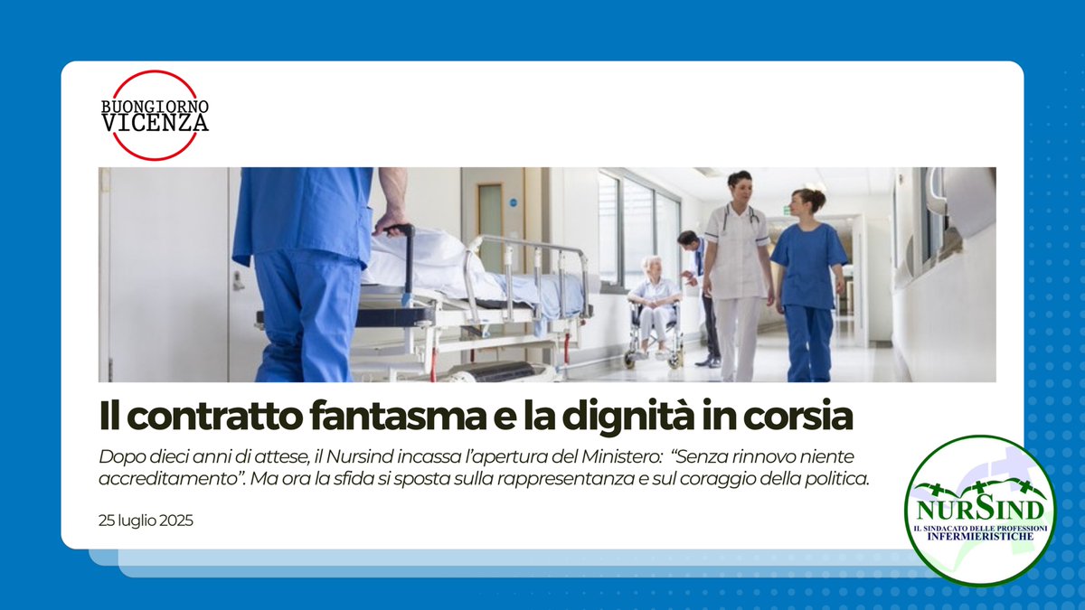 Il sit-in #Nursind con i lavoratori della sanità privata, in lotta per i contratti scaduti, e le aperture del <a href="/MinisteroSalute/">Ministero della Salute</a> alle loro proposte. Su #BuongiornoVicenza la bella analisi di <a href="/arrigoabalti/">arrigo abalti</a> che tocca pure il nodo della rappresentanza sindacale shorturl.at/o2Sba