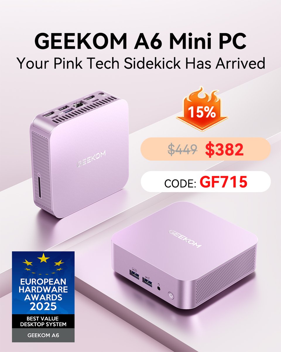GEEKOM A6 Pink Edition ミニPC Save big on the GEEKOM A6 Pink Edition Mini PC with AMD's
