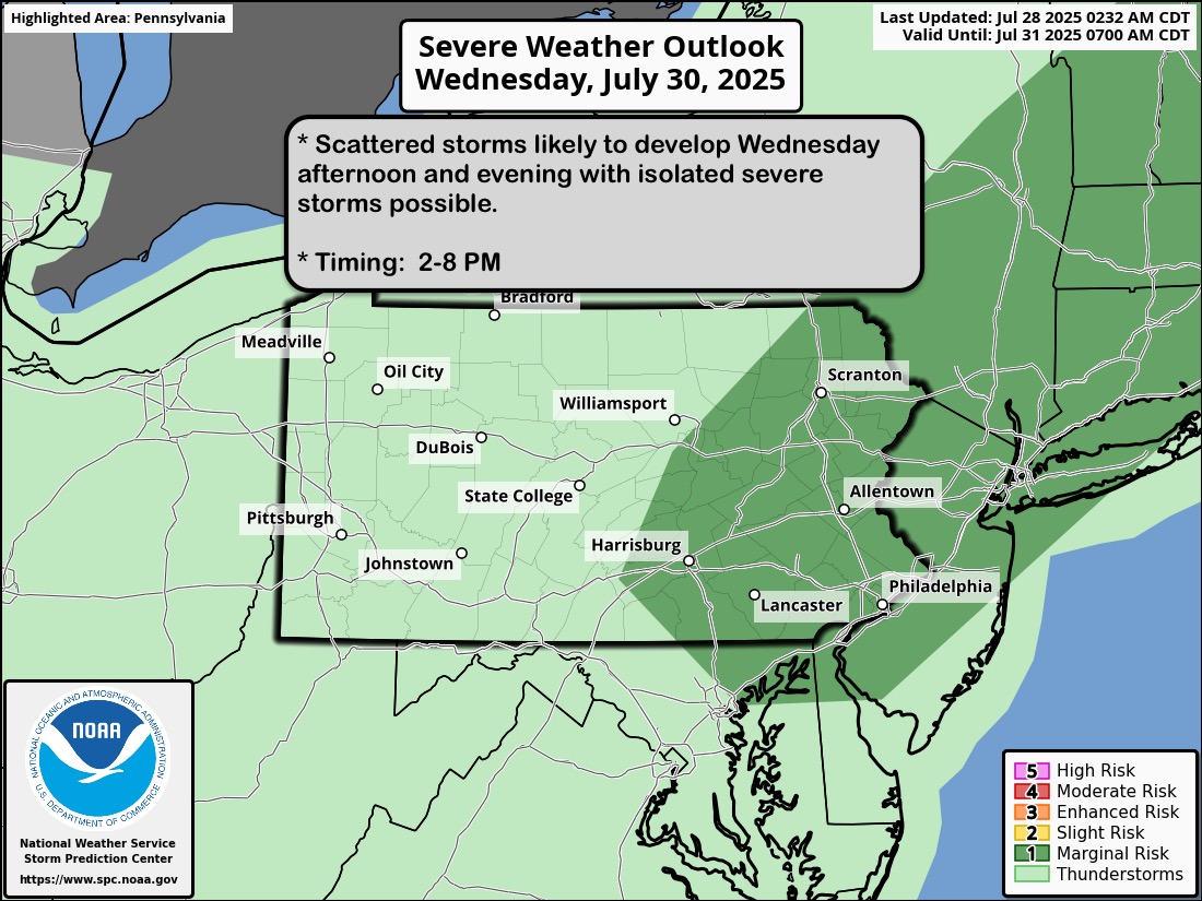 Good Monday morning ☕️ - HOT start to the week with highs near 90 today.  Low 90s on Tuesday with "feels like" temperatures 95-100.  Still ~90 Wednesday with scattered thunderstorms likely 2-8PM.  Isolated severe storm risk for Northeast PA.  Will monitor.