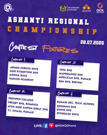 SUPER KASS OLD STUDENTS (@disciples73) on Twitter photo NSMQ ASHANTI REGIONAL CHAMPIONSHIPS๐๐ฅ
KASS takes on the Ashanti Regional Championship today.๐ช๐ฝWishing our team an epic run and loads of victory vibes bang.
#nsmqregionals <a href="/NSMQGhana/">National Science & Maths Quiz</a> #NSMQ2025 NSMQ ASHANTI REGIONAL CHAMPIONSHIPS๐๐ฅ
KASS takes on the Ashanti Regional Championship today.๐ช๐ฝWishing our team an epic run and loads of victory vibes bang.
#nsmqregionals <a href="/NSMQGhana/">National Science & Maths Quiz</a> #NSMQ2025