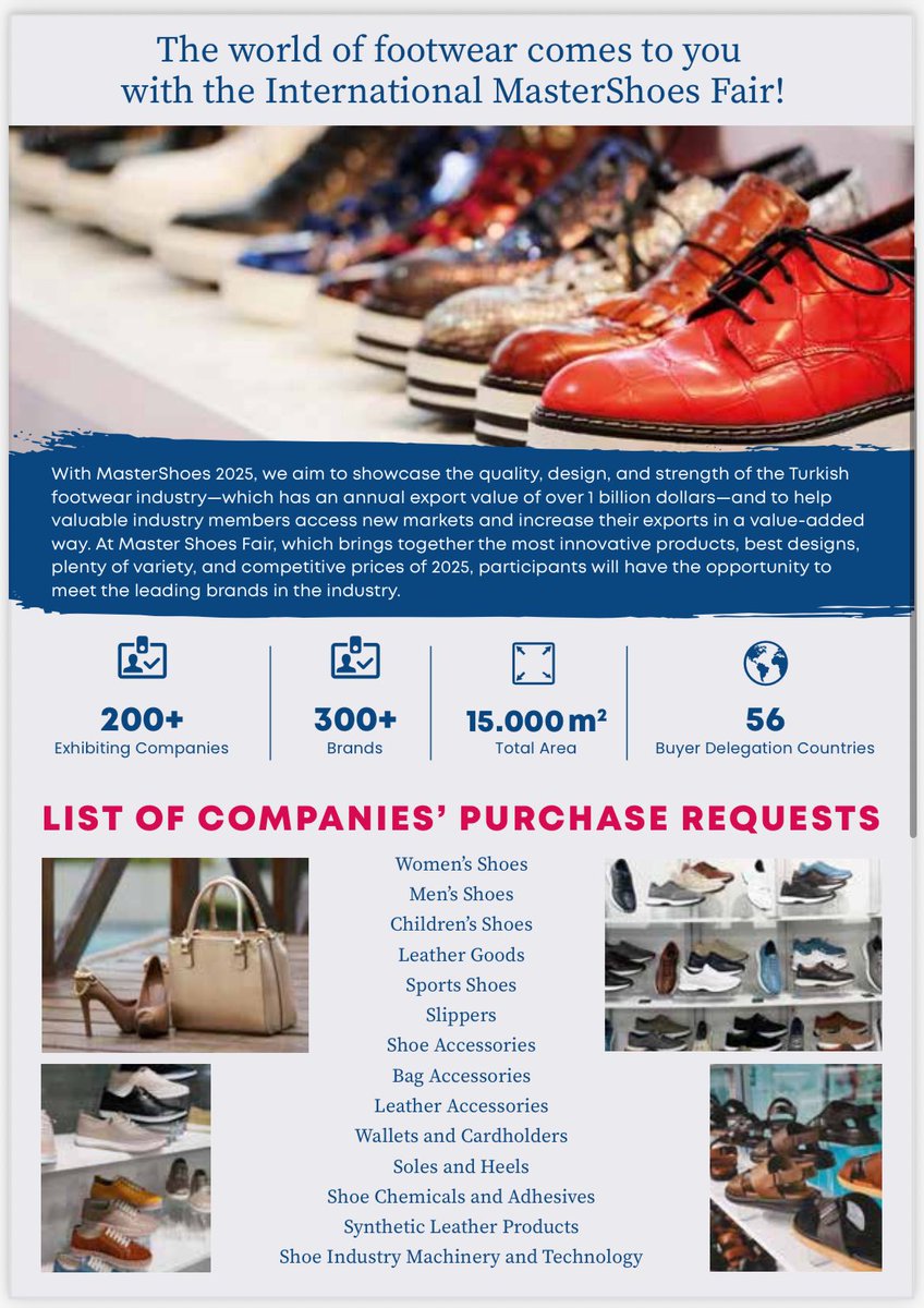 TC_LusakaBE's tweet image. 📢 The 3rd Konya Shoes and Bags Fair, Nobel Master Shoes, will take place on October 22-25 2025, at the International Fair Center in Konya, Türkiye.