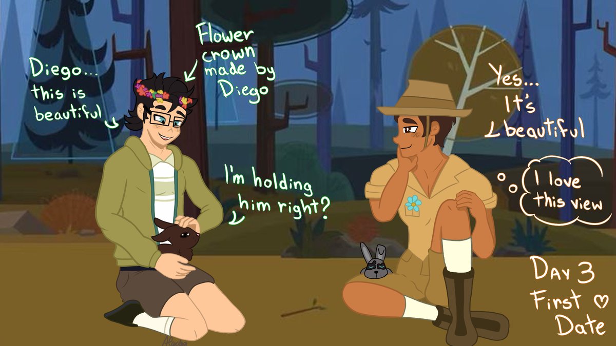 MakoCrys's tweet image. FINALLY!!! DAY 3 - First Date
For the first date, I thought it was a nice idea since I remember Spencer mentioning that he liked Diego telling him about flora and fauna. Btw, did you notice the detail with the rabbits?
@DiencerWeek
#DiencerWeek2025 #diego #spencer #diencer