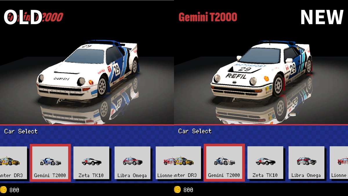 __silent_'s tweet image. Another Old School Rally car was re-enabled:
- Gemini T2000

I like the new model more, but it also went from a legally distinct RS200-like to a pretty accurate representation of one.
