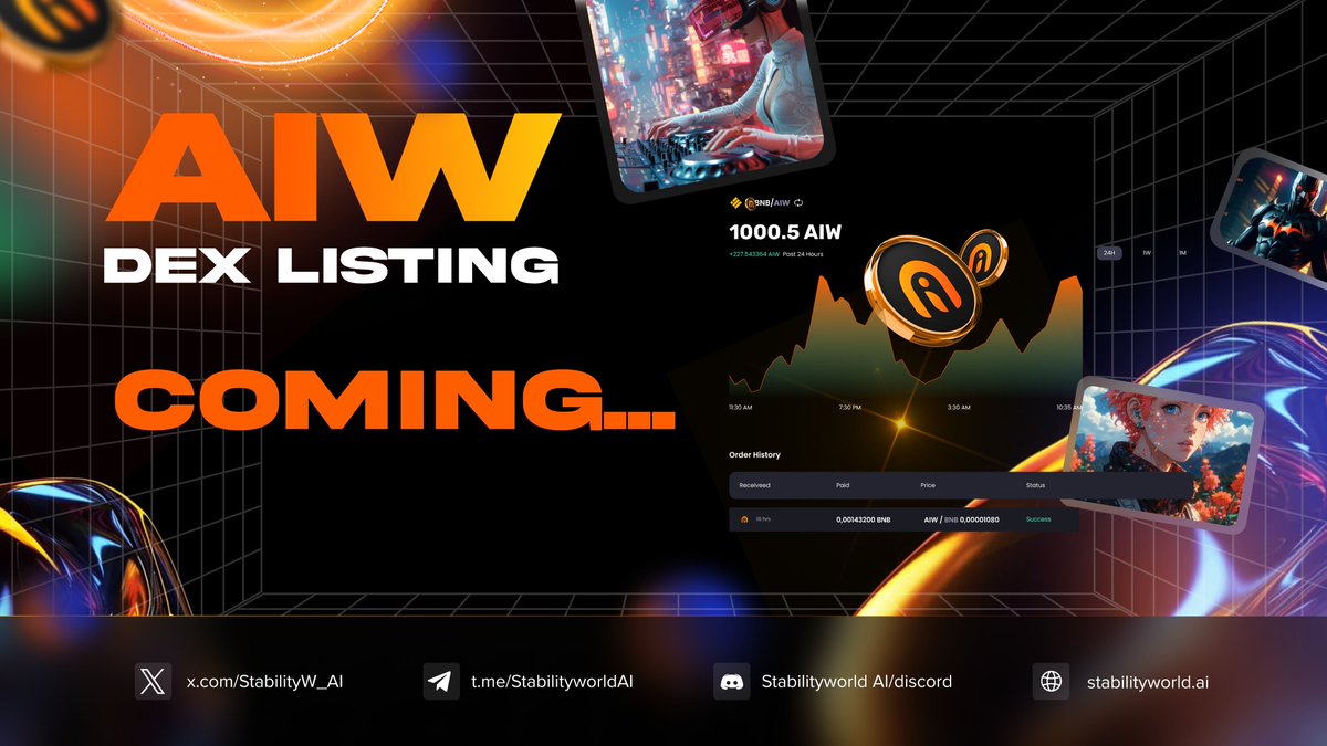 StabilityW_AI's tweet image. π¨ DEX Listing Coming Soon π¨
$AIW is about to go live on Decentralized Exchanges! π
Get ready for permissionless access, real-time trading, and full control of your assets β powered by the creative force of #StabilityWorldAI
Can you guess which DEX weβre about to land onβ¦