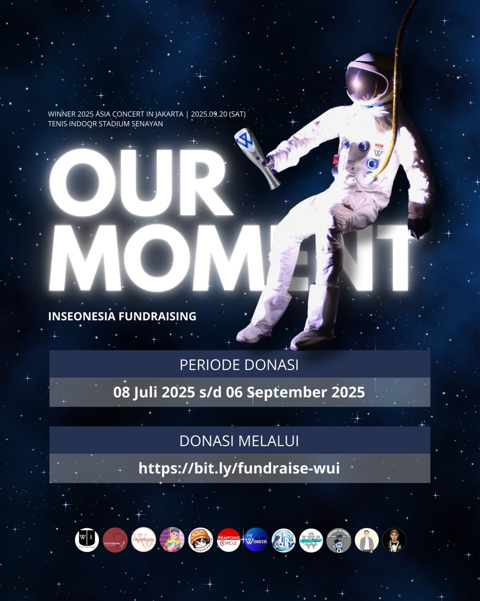 📢 WINNER OUR MOMENT IN JAKARTA DONATION DRIVE IS NOW OPEN ‼️

🗓️ 28 July - 6 Sept
🔗 bit.ly/fundraise-wui

Setiap donasi yang inseonesia berikan sangat berarti demi suksesnya fan project ini ✨

This is OUR MOMENT to make SPECIAL NIGHT with #WINNER ✨

#WINNEROURMOMENTINJKT