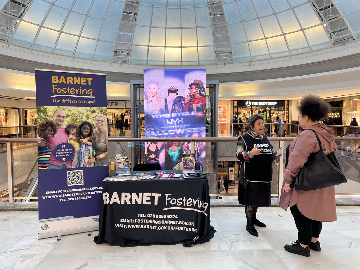Meet Barnet Fostering at Brent Cross!
Thinking about fostering? Come and chat with our friendly team and experienced foster carers at Brent Cross!

Where: Brent Cross Shopping Centre (1st floor outside Russell and Bromley)
When: Wednesday 30 July: 10am-5pm- Drop in session