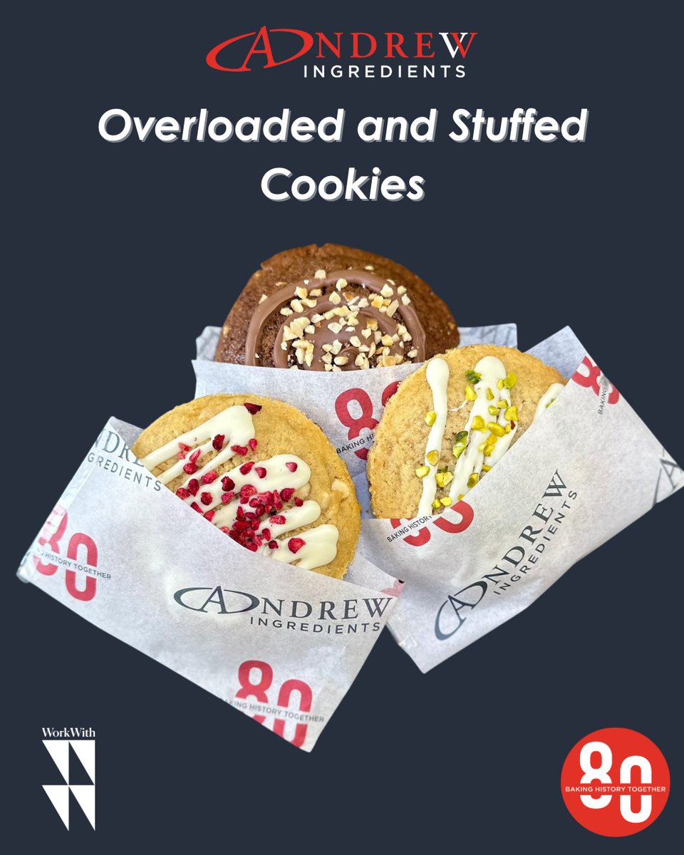 AndrewIngred's tweet photo. ‘Overloaded and Stuffed Cookies’ are our take on the M&amp;S viral Chunked N’ Loaded’ cookies 🍪
Recipe available here: https://t.co/XUDWVpaUp6
#AndrewIngredients #AI80 #MandSInspired #Macphie #IRCA #Braun #Belcolade #Favourich #NewRecipe #RecipeDupe  #WorkWithAndrewIngredients https://t.co/S7tQuZpH1Y