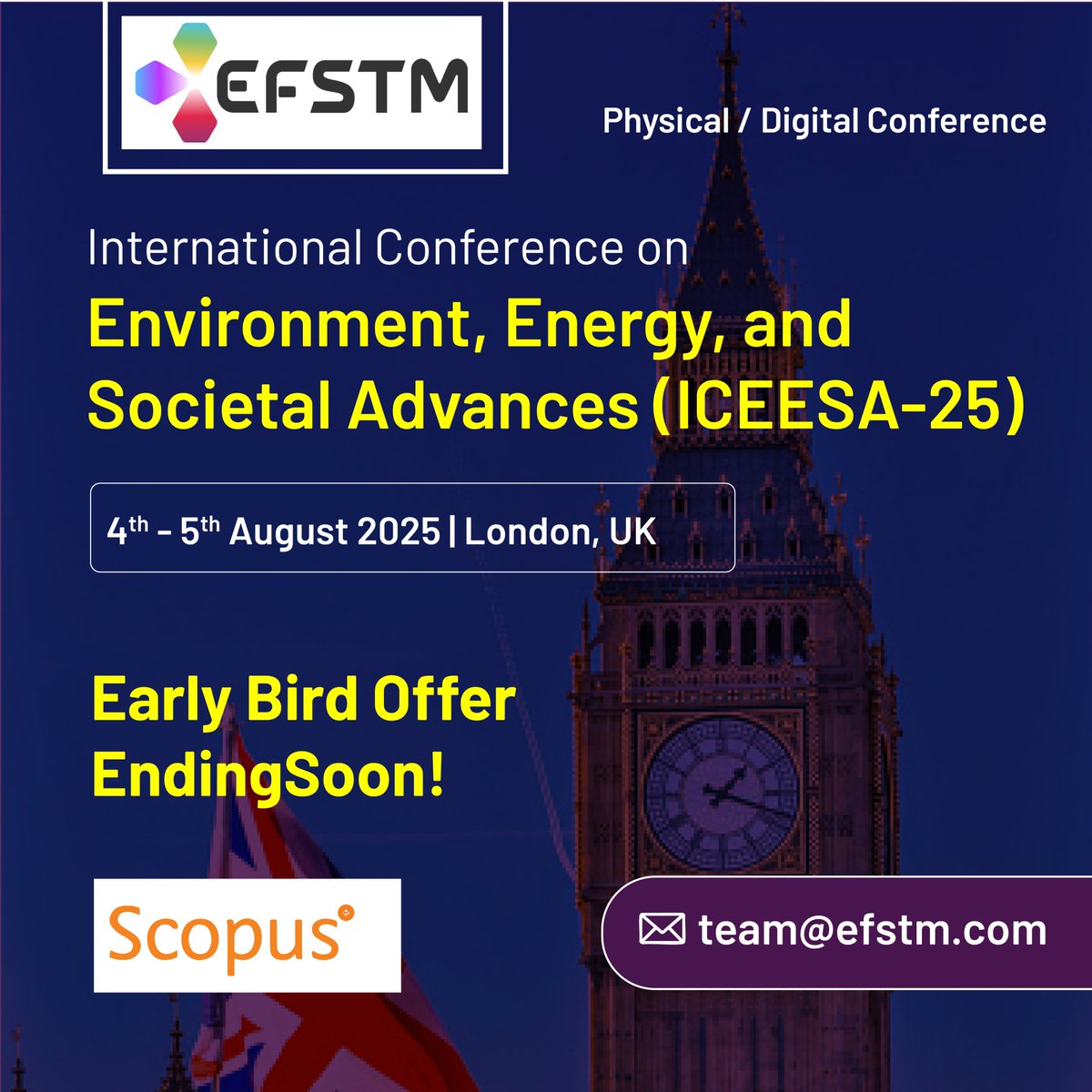 alertsconf's tweet image. International Conference on Environment, Energy, and Societal Advances (ICEESA-25) 🌱⚡🌍

🔗efstm.com/event/index.ph…

#ICEESA25 #EnvironmentConference #EnergyInnovation #ClimateActionNow #SustainabilityGoals #ResearchConference #London2025 #ConferenceAlerts