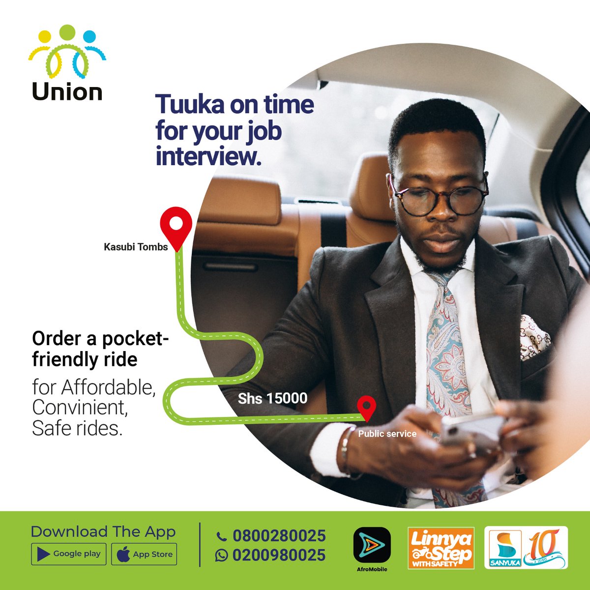 UnionAppUg's tweet image. First impressions matter! Don’t be late for that job interview. Make it before time at an unbeatable price with the Union Let’s Go App. Download the Union Let's Go App and enjoy a better way to move.
#UnionLetsGo #UpgradeYourRide #RideEasy #TheBetterWayToMove