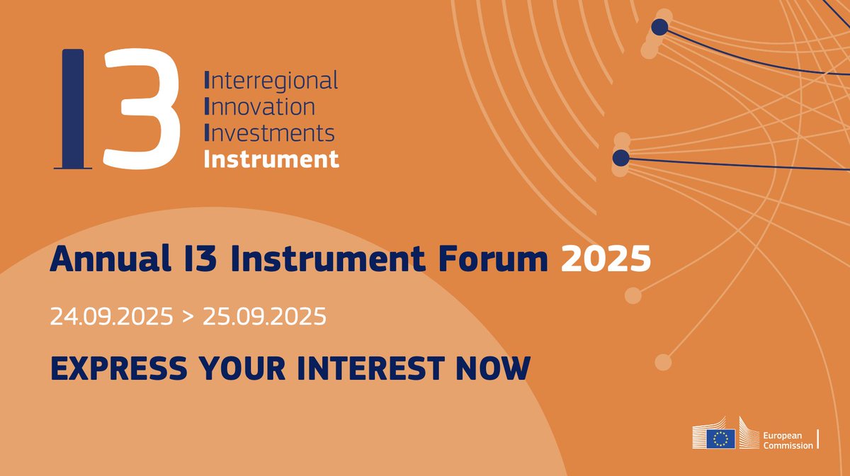 EU_EISMEA's tweet image. The Annual #I3Instrument Forum 2025 is taking place on 24 September, in Brussels!
The Forum will gather I3 Instrument partners, policymakers, and innovation leaders from across Europe.
Learn more & express your interest now 👇
europa.eu/!9G84Fb
#I3Forum2025
