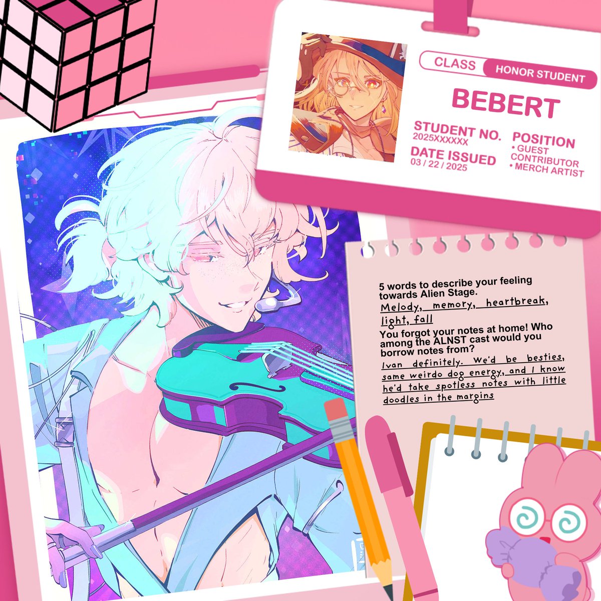 anakt_corp's tweet image. ౨ৎ MERCH ARTIST: Bebert ౨ৎ
Introducing merch artist, @vel_kia!
With both Bebert and Ivan matching each other's weird-dog energies, they won't need to worry about forgetting their notes from class ever again!
#AfterSchool_ALNST