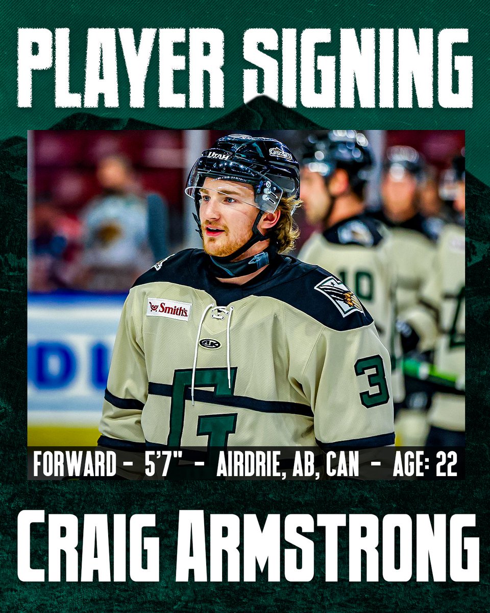 Forward Craig Armstrong is returning to the Utah Grizzlies for the upcoming 2025-26 season

Armstrong scored 7 goals and 12 assists in 64 games with Utah during the 2024-25 season

Read More | utahgrizzlies.com/news/2025/07/c…