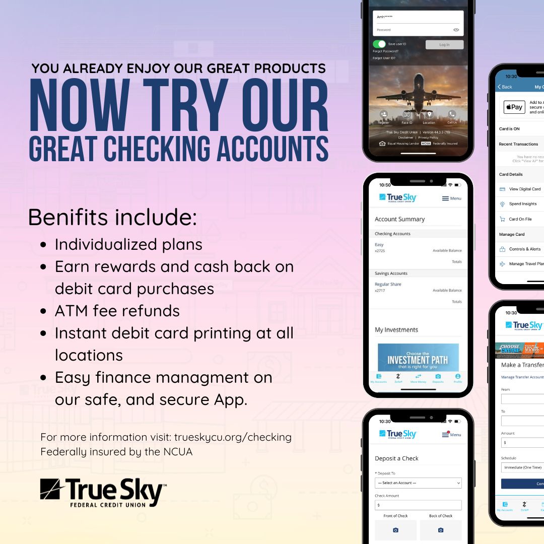 Take control of your cards—right from the True Sky app!
Whether you're locking a misplaced card, setting spending limits, or getting instant alerts, True Sky's card management tools keep you secure and in charge.
Unlock the full potential of your membership with features that put