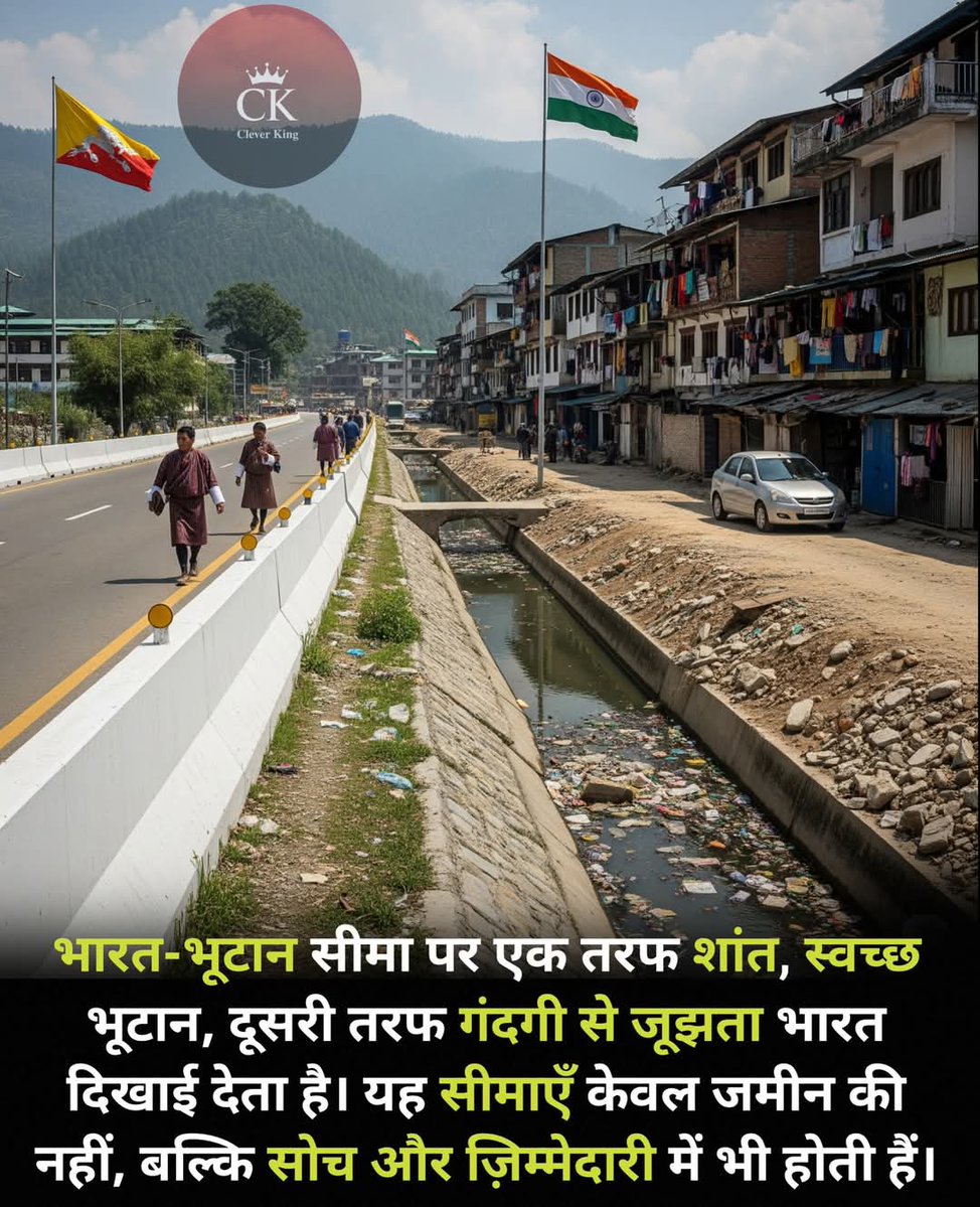 PanditJiGP's tweet image. जब दो देश सीमा के दोनों ओर खड़े हों, तो फर्क सिर्फ ज़मीनी नहीं—यह सोच और जिम्मेदारी का अंतर है।
#Bhutan #indian #facts #gksrcz