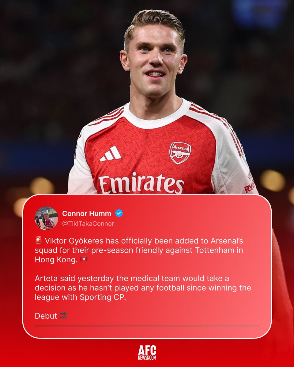 Can’t wait to see Gyökeres bag his first goal… against Spurs? 👀🔥

[via <a href="/TikiTakaConnor/">Connor Humm</a> ]