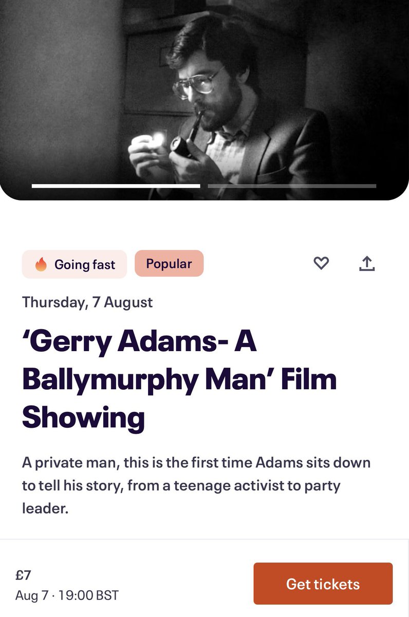 FeileBelfast's tweet image. EXTRA SCREEN ADDED!!!
Due to massive demand, another extra screen has been added for the Belfast premiere of a new film about Gerry Adams.
‘Gerry Adams: A Ballymurphy Man’ will be screened at Omniplex Kennedy Centre on Thurs 7th August 7pm
Ticket Link - eventbrite.ie/e/gerry-adams-…