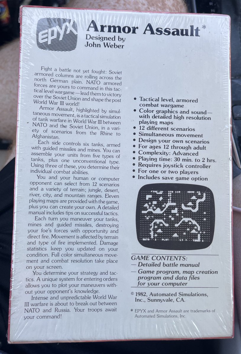 brutalbobevans's tweet image. Unbelievably rare find! 1982 Epyx Armor Assault NEW and SEALED for Atari 400/800!  

ebay.us/m/zaXuTi
