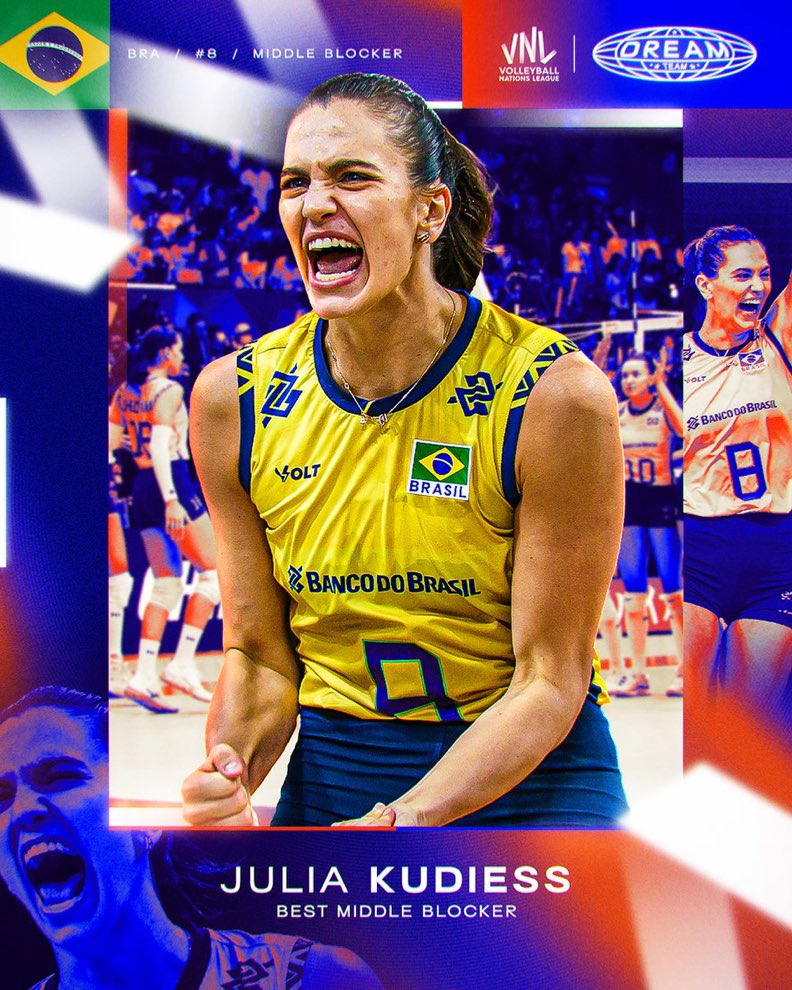 LimiteOlimpico's tweet image. 🚨 Julia Kudiess no Dream Team
• Melhor central e Melhor bloqueadora da Liga Das Nações 2025! 🇧🇷🔥
#VNLFinals