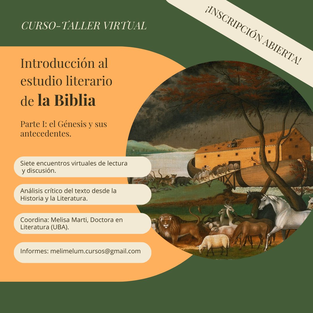 _Melimelum_'s tweet photo. 🔸️ ¡Quedan algunos lugares para hacer el curso del Génesis!
📚 ¿Querés saber cómo se redactó y transmitió la Biblia? 
🍎 ¿Sos ateo pero te intrigan los significados de sus símbolos? 
📜 ¿Te gustaría saber en qué relatos orientales se inspiró?
Escribime 💌 https://t.co/DwlUQMrhup