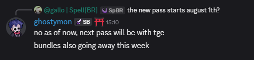 0xLiquidated0x's tweet image. 🚨 @spellbornegame leaks by @0xghosty in the official discord for the coming UPDATE!! 🚨

🔺NEW event tomorrow!!

🔺 huge PVP update THIS week!!

🔺 NEW battle pass with TGE 
(battle pass won&apos;t be completable before TGE)

🔺 bundles are going away this WEEK! If you want to…