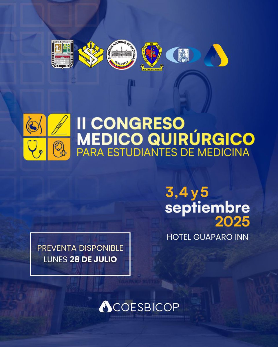 #Noticias | Del #03Sep al #05Sep se llevará a cabo el II Congreso Médico Quirúrgico para Estudiantes de Medicina || Las inscripciones inician el #28Jul

🔗 instagram.com/p/DMn8MAKMNwJ/…