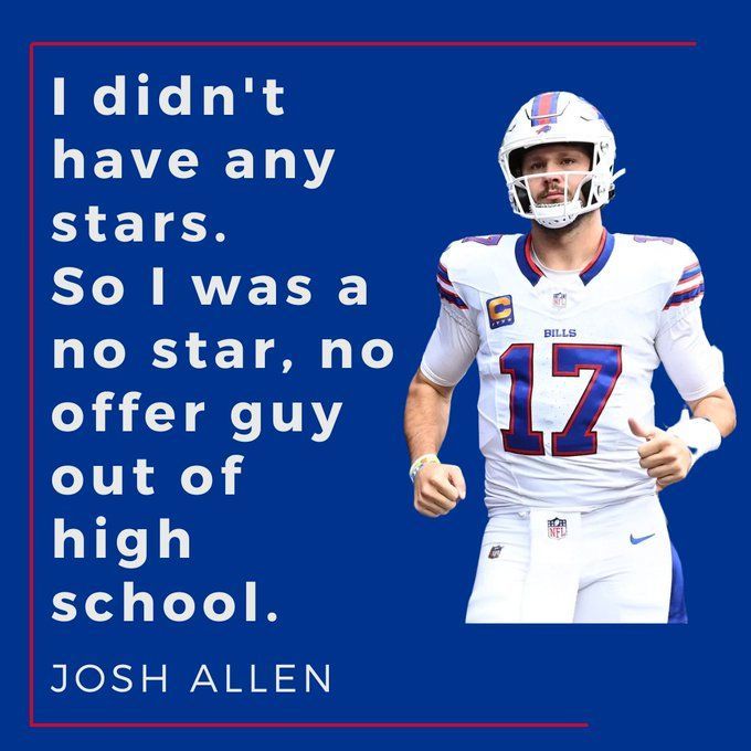WinningCoaches's tweet image. Josh Allen said, "I didn't have any stars. So I was a no star, no offer guy out of high school."
"I had no preferred walk-ons out of high school."
It doesn't matter where you start, it matters what you do.
Choose to show up, do the work, and be resilient.
-via @CoachAJKings