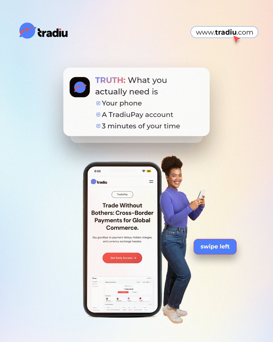 TradiuOfficial's tweet image. You don’t need a bank to move money.

You need a platform that understands how real business works.

TradiuPay was built for merchants, not for red tape.
Start trading smart!

tradiu.com

#TradiuPay #MythBusted