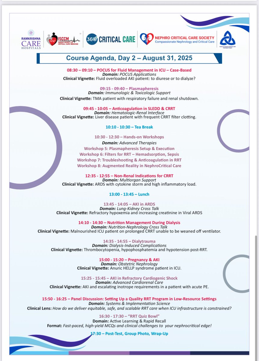🛑 BIG ANNOUNCEMENT 🛑
📍 Raipur,India  | 🗓️ 30–31 Aug 2025
5th NephroCritical Care Review Course
🧠 “The present is here. The future is also here.”
🌟 VR training | Case vignettes | Global experts | Panels | Debate | Hands On

🎟️ Register: tinyurl.com/25tte3kh