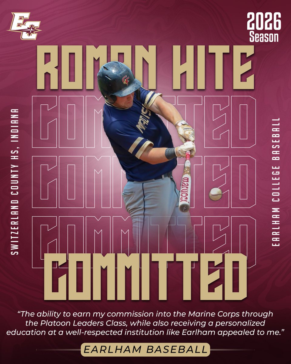 Welcoming our Earlham College baseball recruiting class for this coming season! Introducing, Roman Hite <a href="/RomanHite1/">Roman Hite</a> from Switzerland County HS, Indiana! #EarnedNotGiven