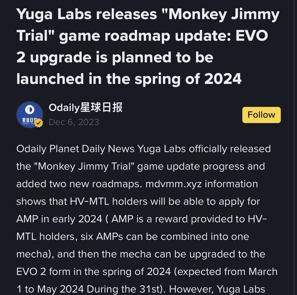 Gabrielesm1's tweet image. Thank you to the Asian community for helping me gather more evidence. For those who believe Yuga never gave us a timeline, don’t forget that the old website which they have since taken down clearly stated we were supposed to receive our Amps in May 2024
Right now I’m working…