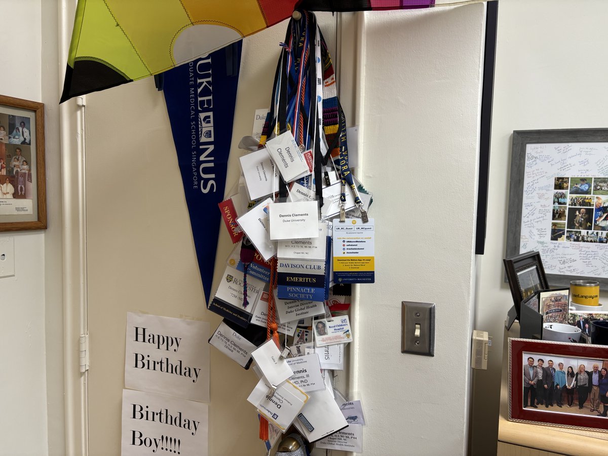 DukeMedSchool's tweet image. Dr. Dennis Clements has retired after 50+ years at Duke, including a founding role at @DukeGHI and decades of teaching global health. His office is a museum of memories, from conference lanyards to student thank-you notes.
🔗 Read more about his legacy: globalhealth.duke.edu/news/memories-…