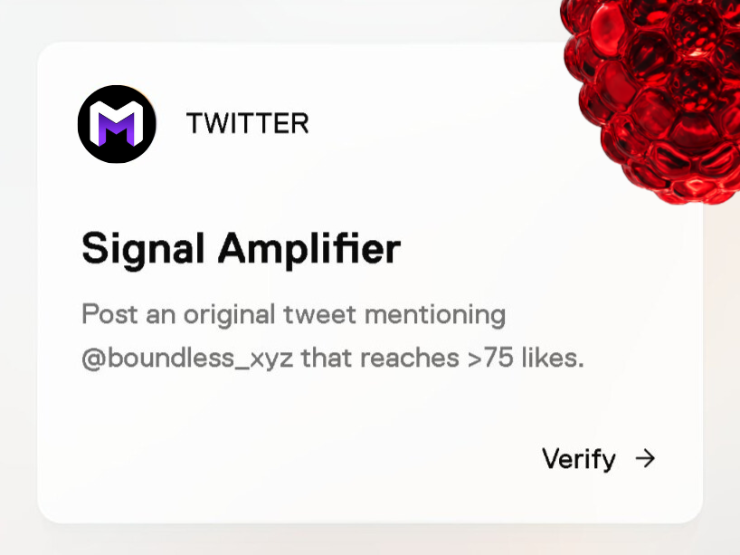 mintairxyz's tweet photo. Boundless Signal Amplifier Task🍓

Let’s use this post as a thread of posts where we help each other to achieve 25/75+ likes❤️

Steps:
Comment your post below✅
Like each other’s as many posts✅

Its all about helping each other, lets start👇🏻 https://t.co/njTVPxqiit