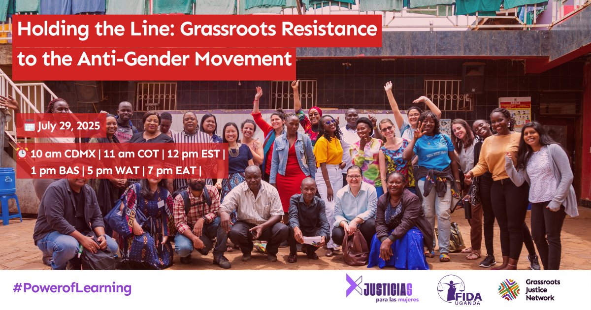 Akhila Kolisetty (@akhilak) on Twitter photo Join <a href="/GrassrootsJN/">Grassroots Justice Network</a> for "Holding the Line: Grassroots Resistance to the Anti-Gender Movement"
๐๏ธ July 29, 2025 โฐ 10 am CDMX | 11 am Bogotรก | 12 pm EST | 1 pm BAs | 5 pm WAT | 7 pm EAT ๐ Zoom (90 mins)
English, Spanish, French & Arabic!
Register now! us06web.zoom.us/meeting/registโฆ Join <a href="/GrassrootsJN/">Grassroots Justice Network</a> for "Holding the Line: Grassroots Resistance to the Anti-Gender Movement"
๐๏ธ July 29, 2025 โฐ 10 am CDMX | 11 am Bogotรก | 12 pm EST | 1 pm BAs | 5 pm WAT | 7 pm EAT ๐ Zoom (90 mins)
English, Spanish, French & Arabic!
Register now! us06web.zoom.us/meeting/registโฆ