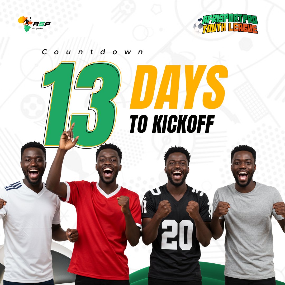 afrisportpro's tweet photo. DAY 13: Countdown Energy
We’re almost there.
The countdown is getting louder. The players are getting sharper. It’s almost time to kick off a new era.
⏳13 Days to Kickoff
#AfriSportPro #AfriSportProYouthLeague #13DaysToKickoff
#CountdownToLegacy
#FinalStretch https://t.co/GYEraUmm49