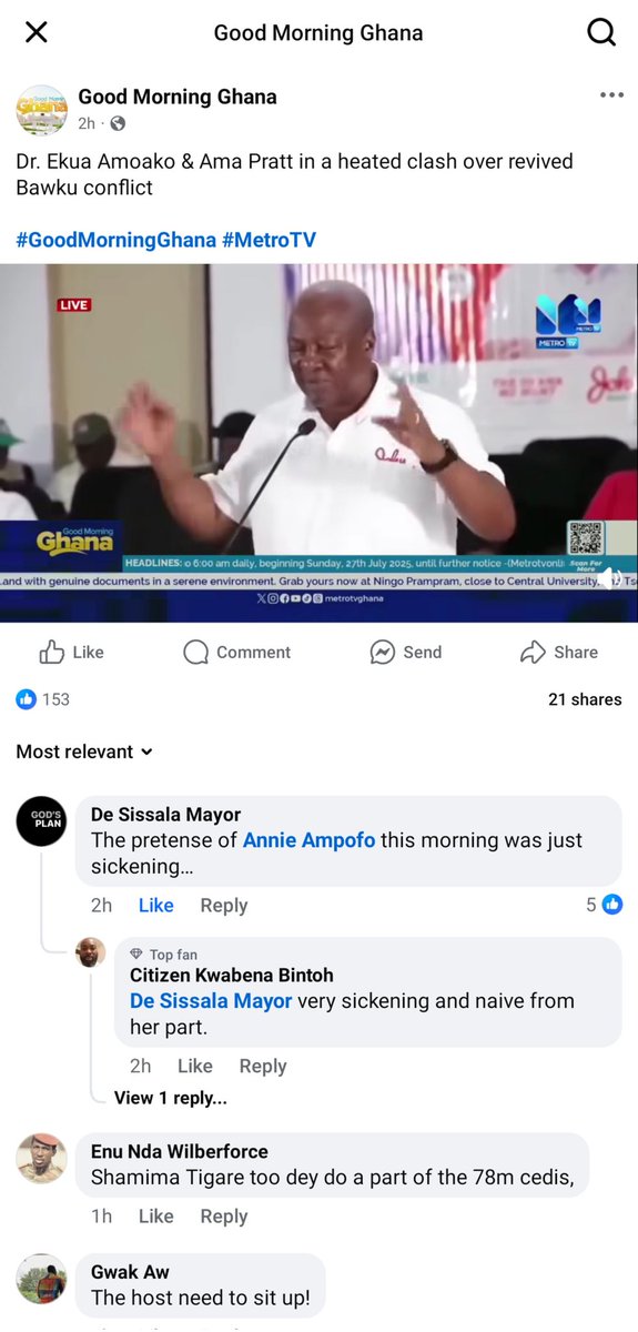 MTwumz_'s tweet image. 70% of the comments under today's GoodMorningGhana show on Metro TV this morning all skewed towards Annie's biases.
@DrEAmoakoh is always against two.