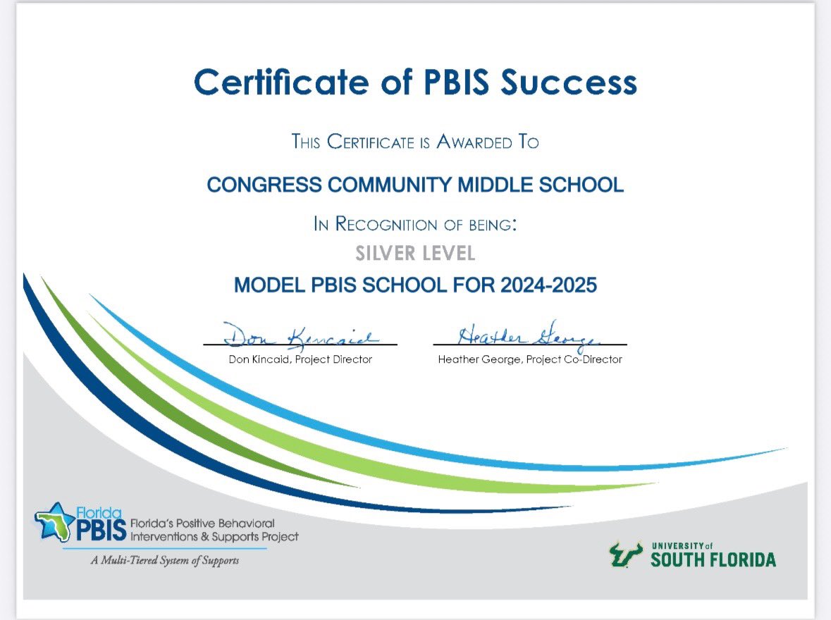 Dr Bernie Standish (@softballmommy11) on Twitter photo Shoutout to our <a href="/Congress_MS/">Congress Middle School</a> campus for achieving Silver Status in PBIS! ๐ Our commitment to positive behavior and student success shines bright. Weโre going to keep growing and glowing! ๐
#BetterInBoynton #LevelUp Shoutout to our <a href="/Congress_MS/">Congress Middle School</a> campus for achieving Silver Status in PBIS! ๐ Our commitment to positive behavior and student success shines bright. Weโre going to keep growing and glowing! ๐
#BetterInBoynton #LevelUp