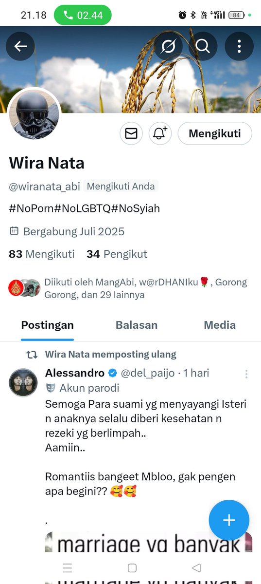 Silahkan follow akun ini
👉 <a href="/wiranata_abi/">Wira Nata</a> 
Thanks ya 🤝😇