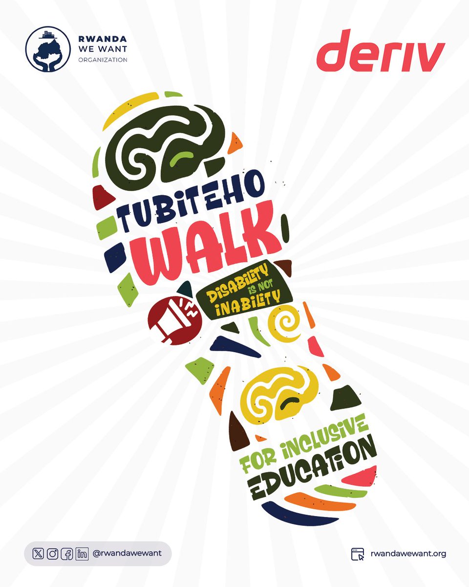 On Sunday, Aug. 10th at 9AM, Deriv &amp; RWW are organizing a walk at the Kigali Nyarutarama running track to raise awareness and promote the inclusion of children with intellectual disabilities, as part of the #DisabilityIsNotInability campaign.

Join us and be part of the movement.