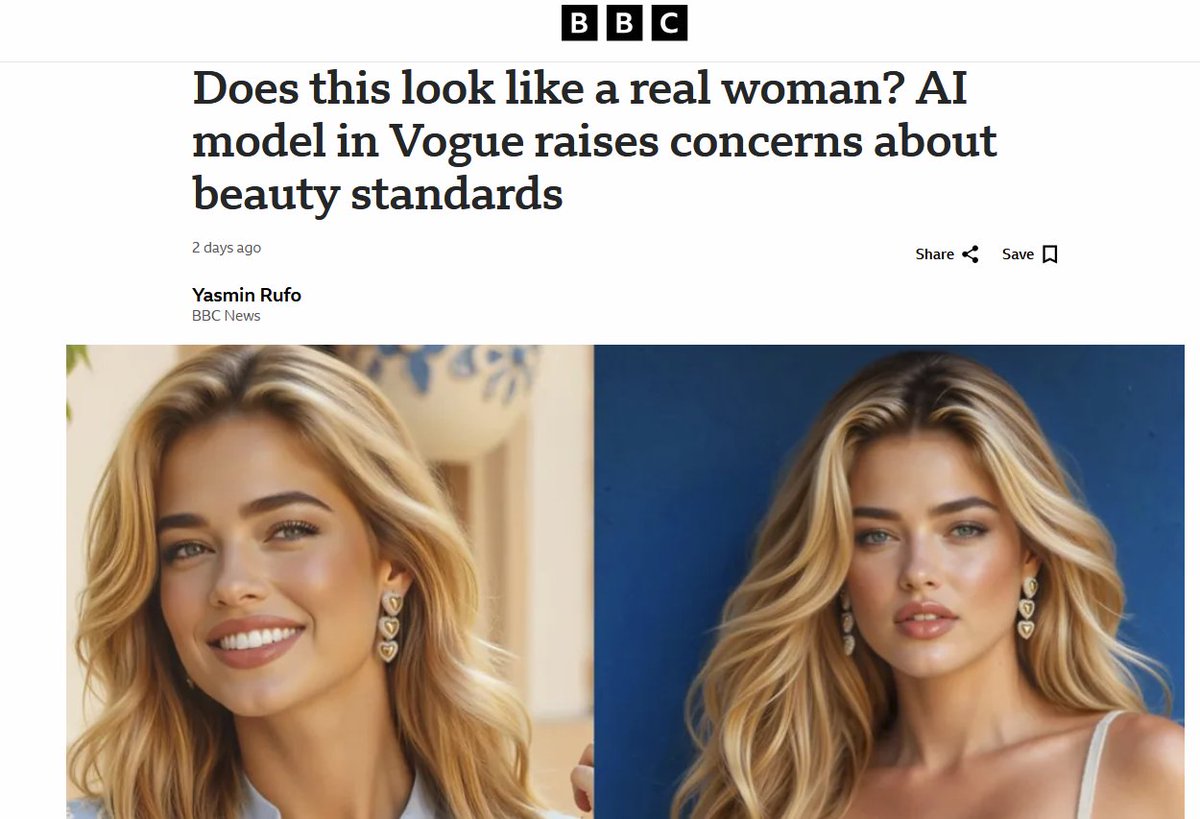 soirchick's tweet image. Interesting article. I remember a time when a lot of adverts had sketches instead of photos. And with the use of Photoshop, most ads have been close to AI for a long time anyway. bbc.com/news/articles/…