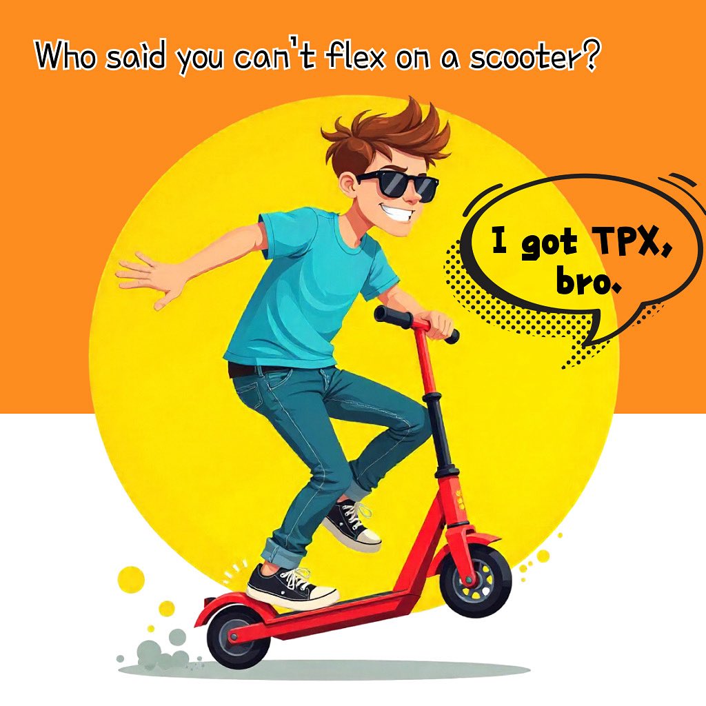 TrapixExchange's tweet photo. Who said you can’t flex on a scooter? 😎
I got TPX, bro. 🛴🚀
It’s not about the ride, it’s about the portfolio.
#TPX #TrapixExchange #CryptoFlex #ScooterVibes #CryptoMeme #CryptoBro https://t.co/dX0DX6pnWT