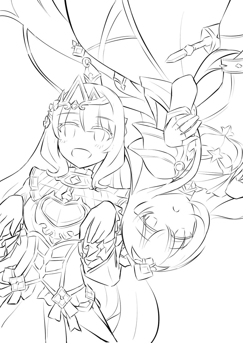umeco_bucha's tweet image. お線画。どちらを上にしようか悩み中