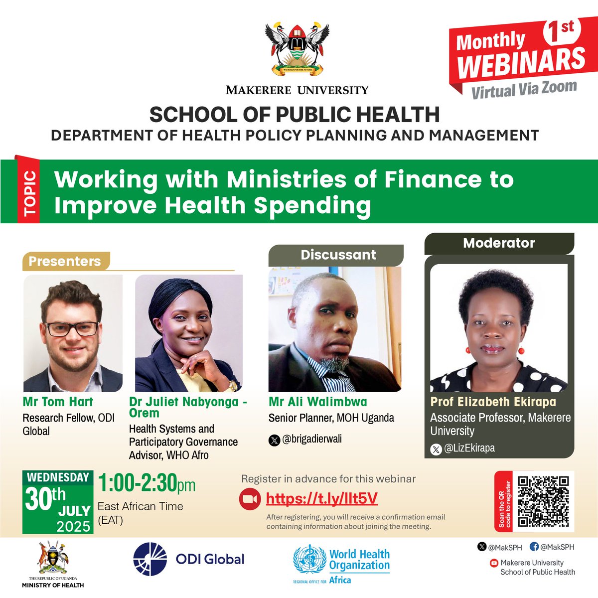 Makerere University School of Public Health (@maksph) on Twitter photo Invitation: Webinar on Working with Ministries of Finance to Improve Health Spending
<a href="/Makerere/">Makerere University</a> University School of Public Health invites you to a webinar on “Working with Ministries of Finance to Improve Health Spending” scheduled for Wednesday, July 30, 2025, from 1:00 PM to Invitation: Webinar on Working with Ministries of Finance to Improve Health Spending
<a href="/Makerere/">Makerere University</a> University School of Public Health invites you to a webinar on “Working with Ministries of Finance to Improve Health Spending” scheduled for Wednesday, July 30, 2025, from 1:00 PM to
