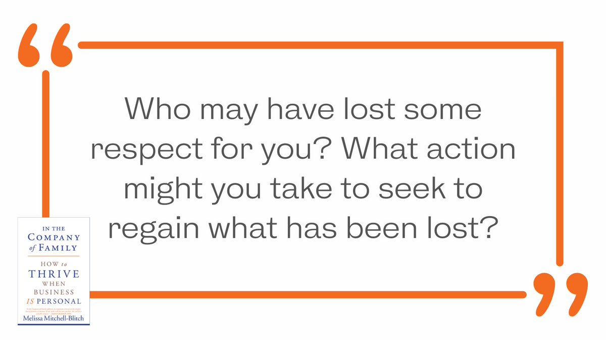 Relationships cannot thrive without mutual trust and respect. The good news is, both can be rebuilt over time. Whose respect do you want to regain? What can you do to earn it? When it's genuine "I was wrong. I am sorry." is a good place to start. #FamilyBusiness #FamBiz