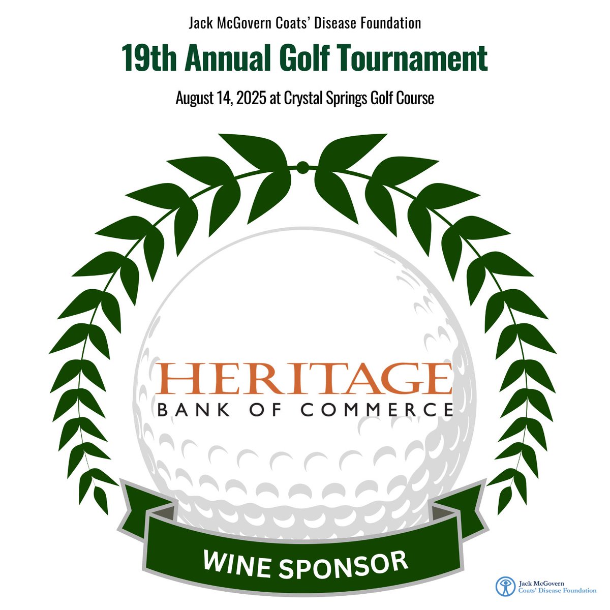 We’re proud to recognize Heritage Bank of Commerce as a valued sponsor of the 19th Annual Jack McGovern Coats’ Disease Foundation Golf Tournament! 
Learn more at heritagebankofcommerce.bank.

Become a sponsor or register to play today! bit.ly/CoatsGolfOutin…