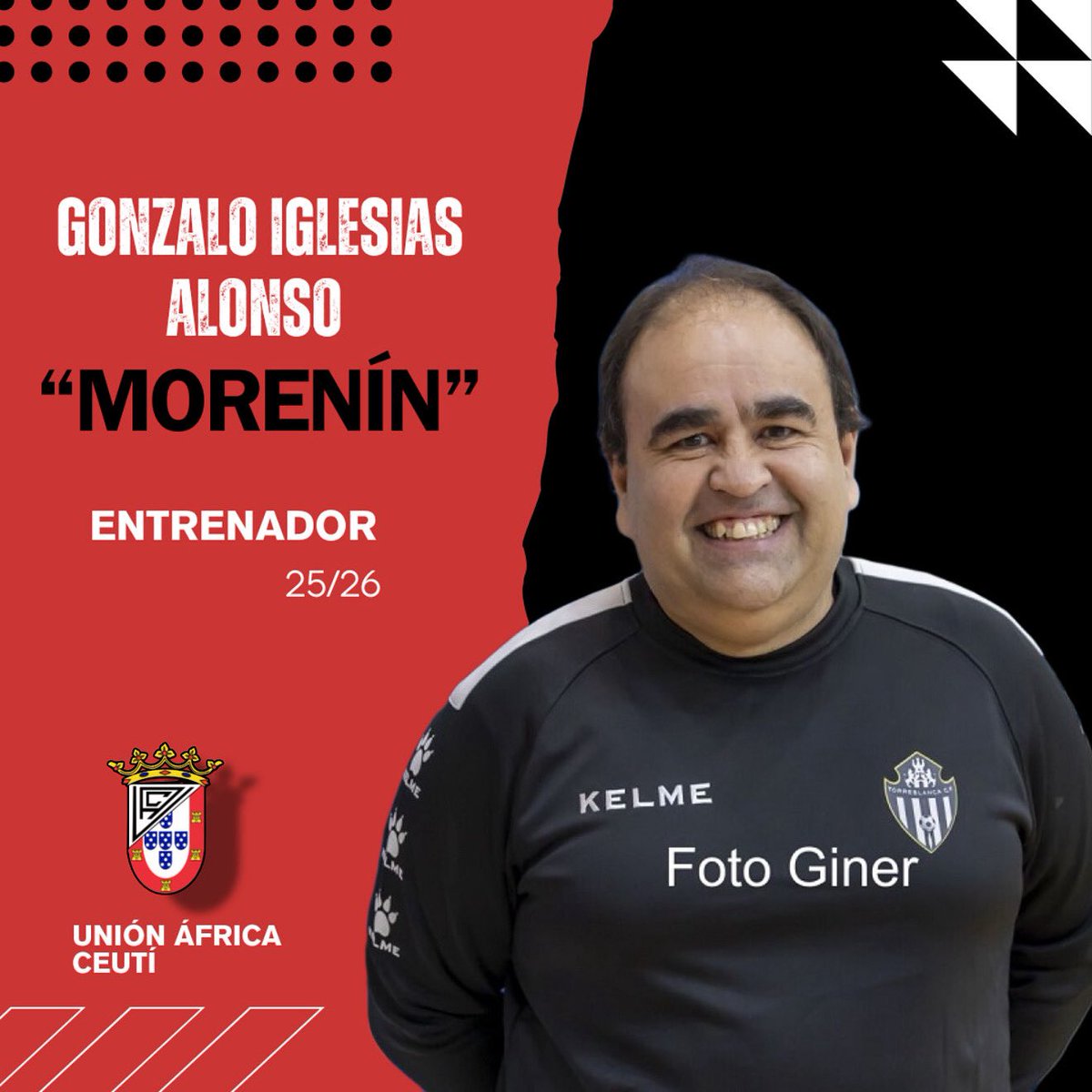 Presentamos a Gonzalo Iglesias Alonso, “Morenín”, el nuevo técnico estará al frente del primer equipo para la temporada 25-26.

Te deseamos suerte para este año, ¡Bienvenido!

🤍🖤

#SegundaDivisiónFS #FutsalRFEF #UaCeuti #Ceuta #LigaFutsalProfesional #FutbolSala #Futsal