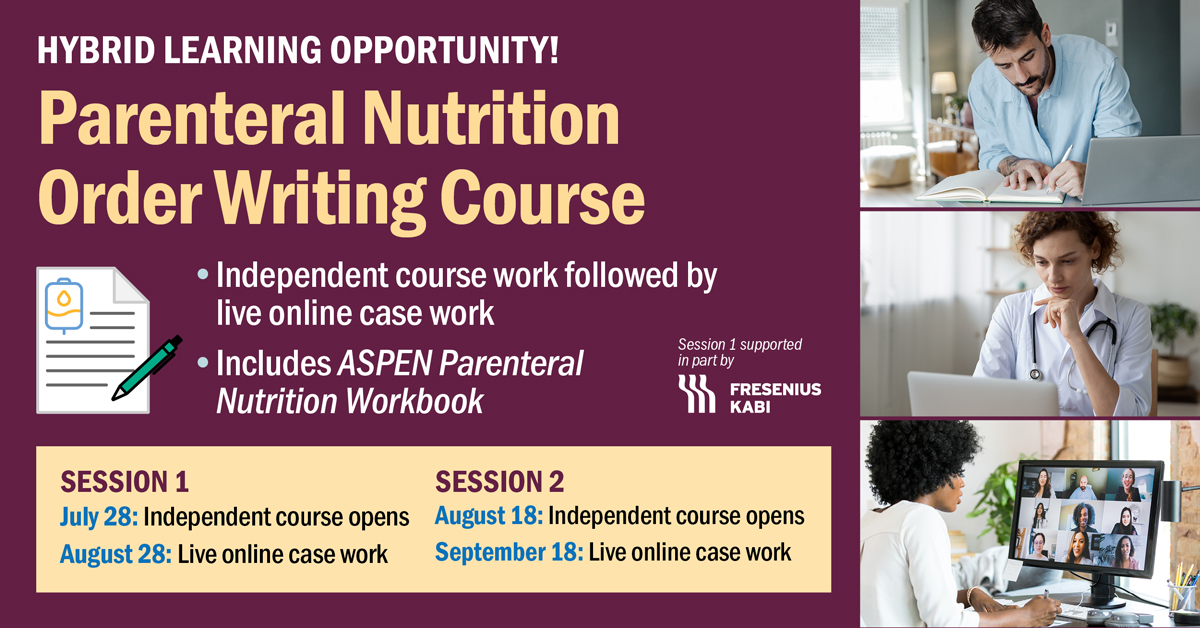 ASPEN_nutrition's tweet image. 🚨 Session 1 of our PN Order Writing Course is now full! Don’t miss your chance to join Session 2, starting August 18. This hybrid learning experience is limited to just 100 participants—secure your spot before it fills up!👉 Register now:
ow.ly/rXHI50VSU4n