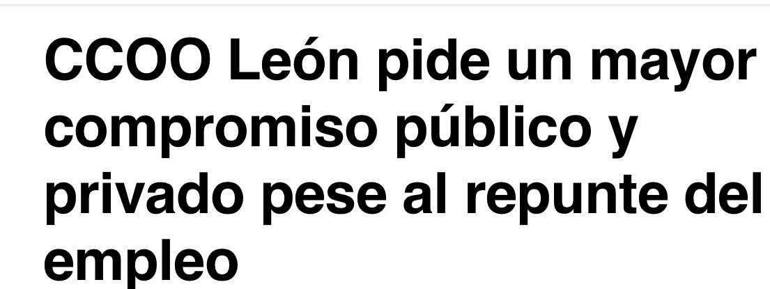 Elena Blasco Martín (@eblascomartin) on Twitter photo Desde <a href="/CCOOLeon/">CCOO de León</a> valoramos como positivos la bajada del paro y el aumento de la actividad, pero advertimos que seguimos a la cola en los rankings laborales y se crónifica la brecha de género. Exigimos más inversión pública e implicación empresarial.
heraldodeleon.es/articulo/leon/… Desde <a href="/CCOOLeon/">CCOO de León</a> valoramos como positivos la bajada del paro y el aumento de la actividad, pero advertimos que seguimos a la cola en los rankings laborales y se crónifica la brecha de género. Exigimos más inversión pública e implicación empresarial.
heraldodeleon.es/articulo/leon/…