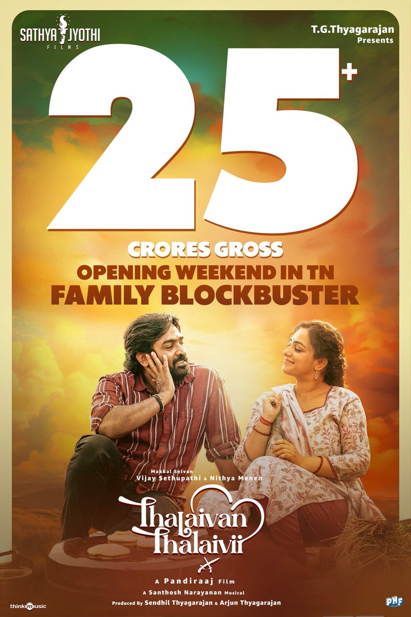 VCDtweets's tweet image. #ThalaivanThalaivii's first week Rampage has led to 20 Crs Gross already 🔥
Break-even is going to be easy peasy & the movie will be in the Profit zone before this week 👏🏼