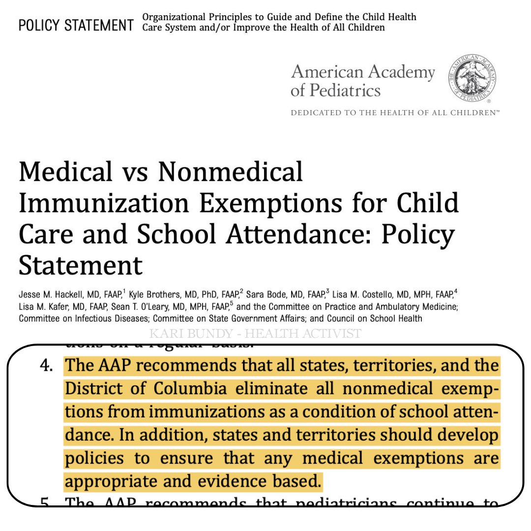 🚨 BREAKING: AAP DEMANDS REMOVAL OF RELIGIOUS &amp; PERSONAL VACCINE EXEMPTIONS

The American Academy of Pediatrics (AAP) has just issued a disturbing new policy statement calling on *all* states, territories, and Washington D.C. to eliminate ALL non-medical vaccine exemptions—