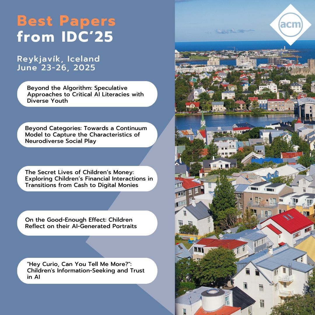 ACMDL's tweet image. Congratulations to all the incredible minds recognized at #IDC25 for their outstanding research! Keep pushing boundaries and shaping the future of technology! Check out the Best Papers here: acm.org/conferences/be…